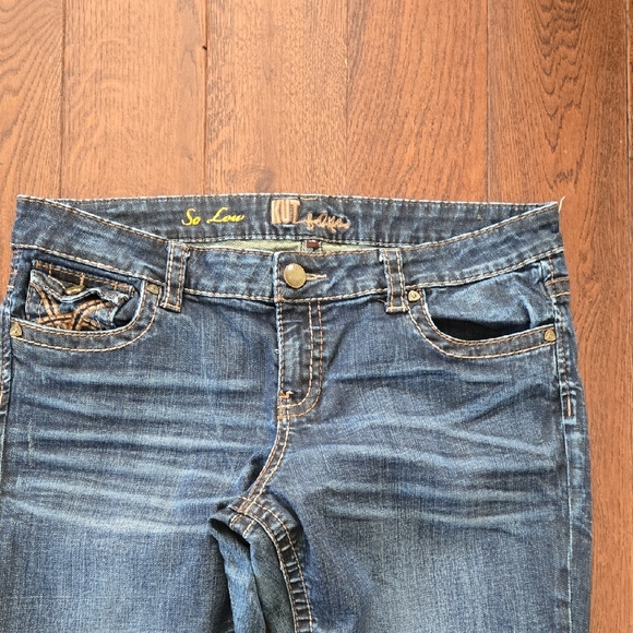 Kut from the Kloth So Low Dark Blue Boot Cut Jeans 14 Whiskered - Picture 2 of 7